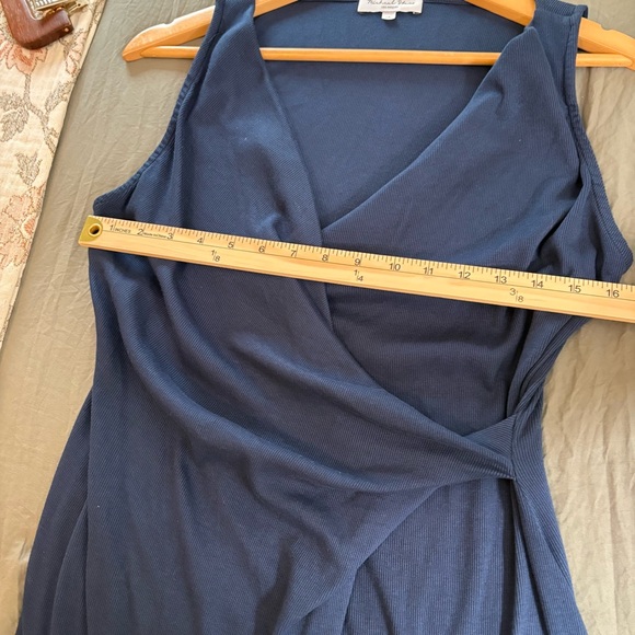 Michael Stars Abby Ribbed Faux Wrap Navy Dress. Size Large Petite. - Picture 9 of 12